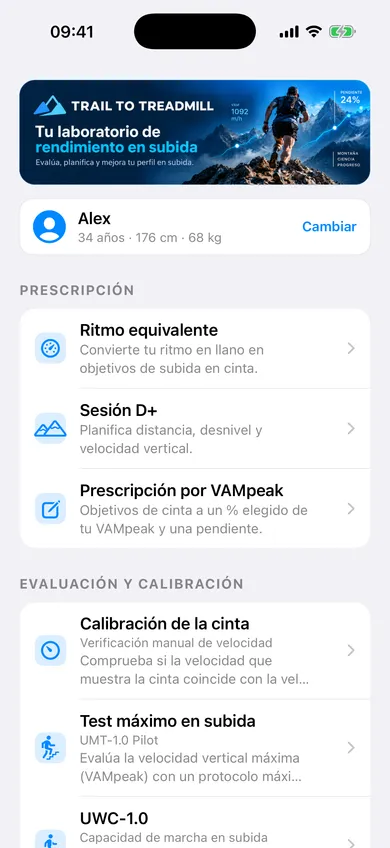 Pantalla de inicio de Trail to Treadmill